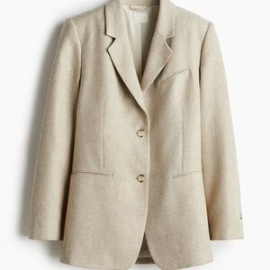 NWT H&M Boyfriend Fit Beige Single-Button Blazer Jacket